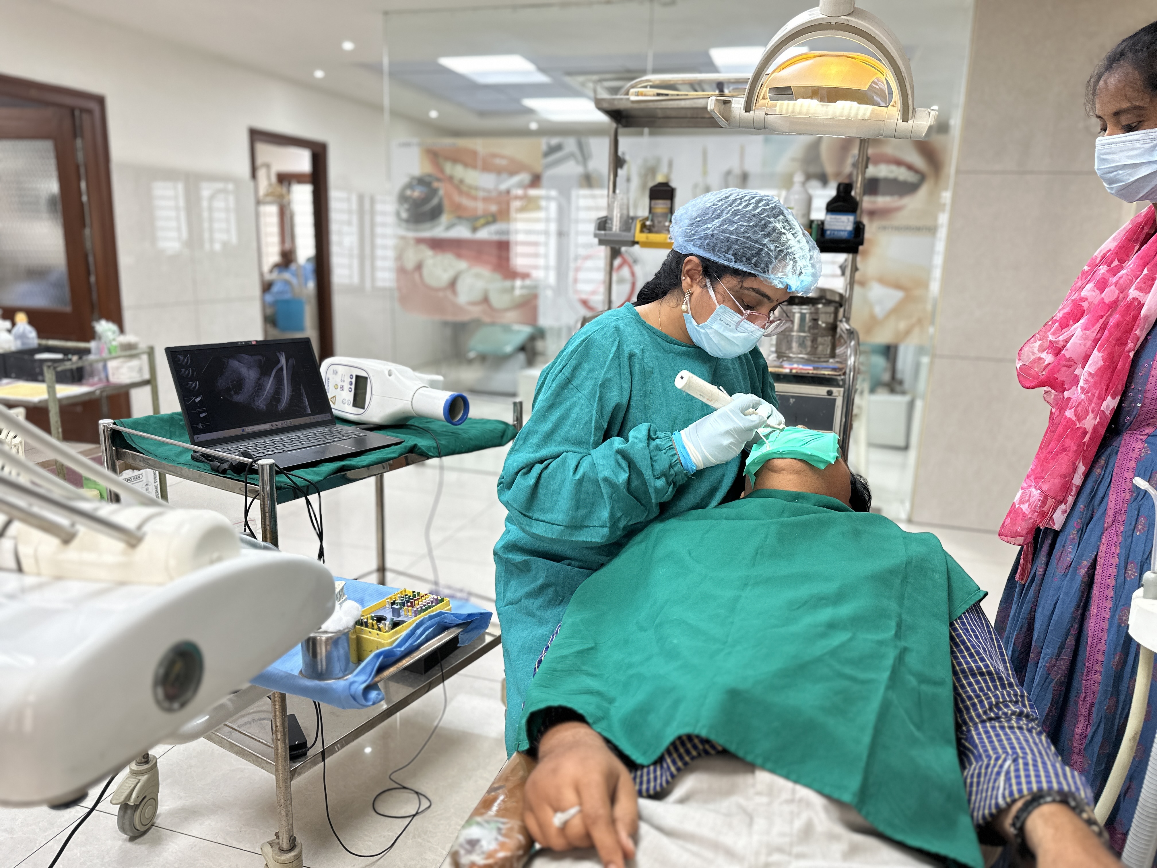 Dentist performing a procedure